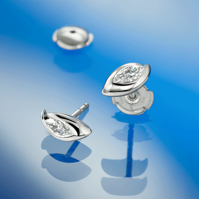 Petros twist D fülbevaló - 14k, fehér arany, gyémántok