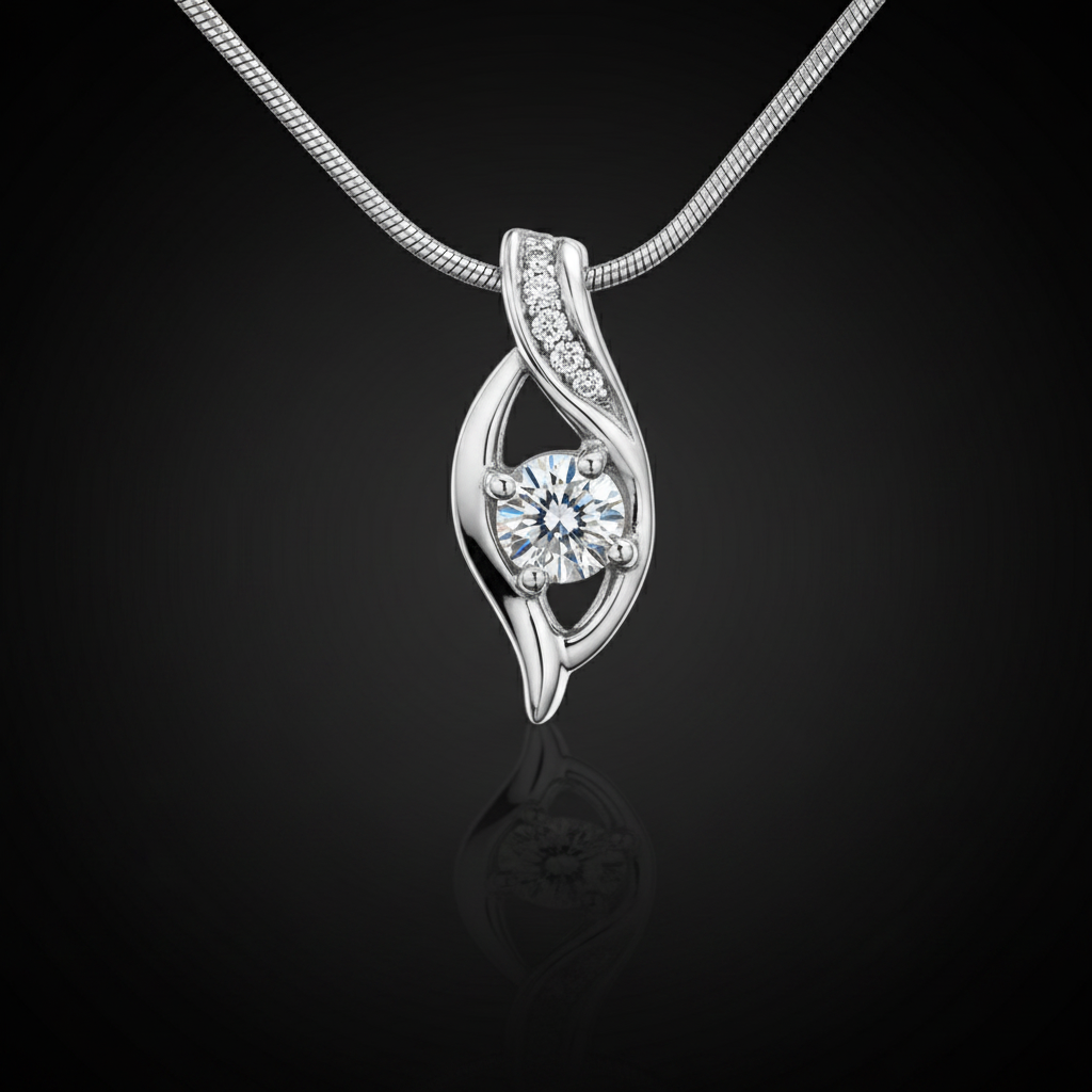 Dewdrop medál - 14k, fehér arany, gyémántok