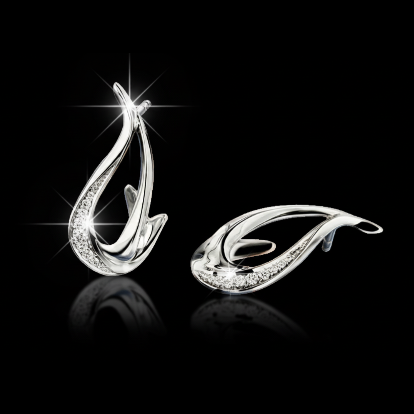 Light Flame D - 14k, fehér arany, gyémántok