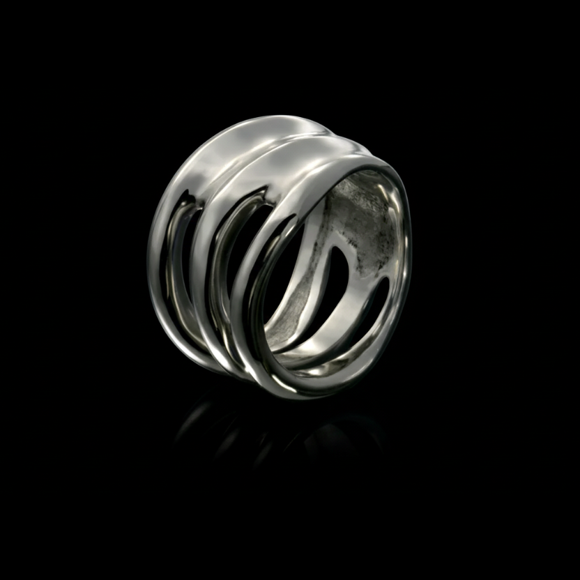 Nurbs gyűrű - 14k, fehér arany
