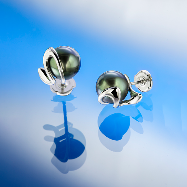 Pearl Noire fülbevaló - 18k, fehér arany, tahiti gyöngy