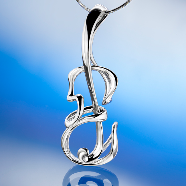 Violin medál - 14k, fehér arany