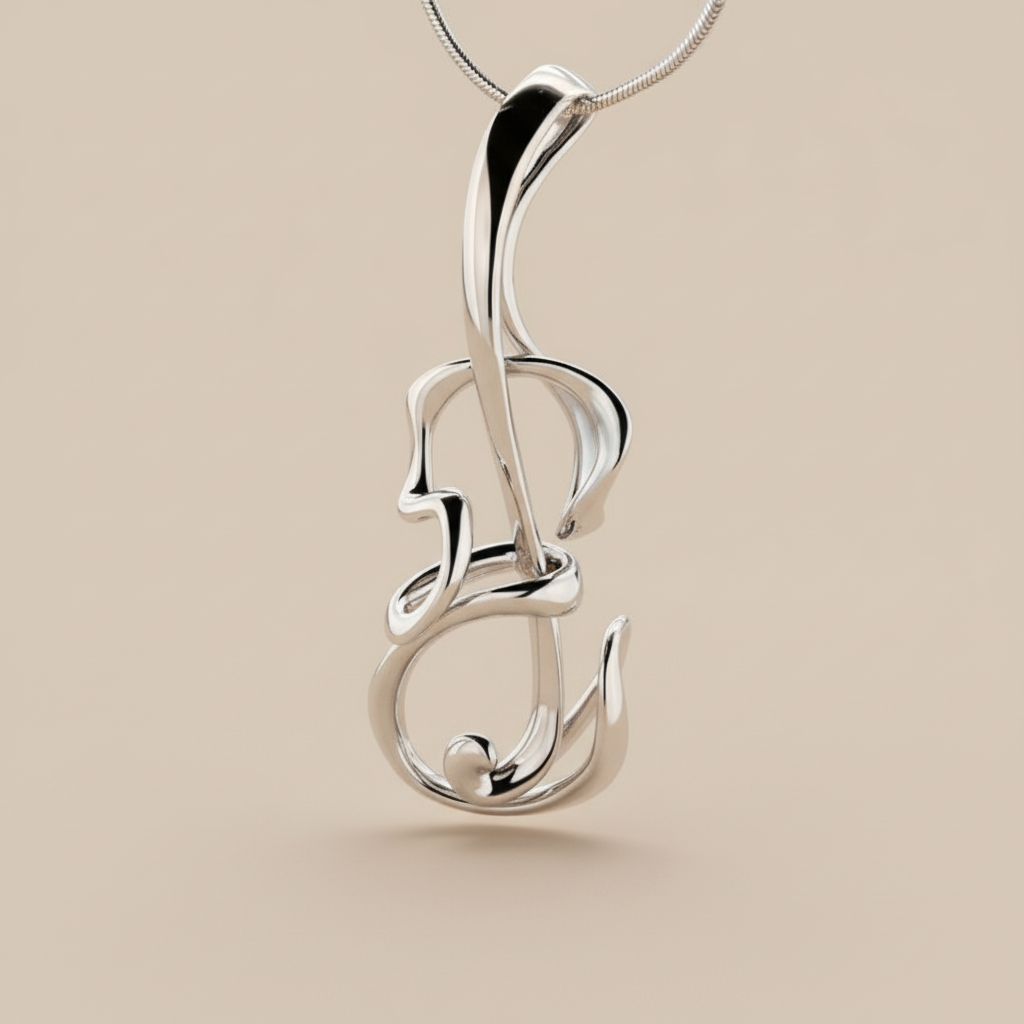 Violin medál - 14k, fehér arany