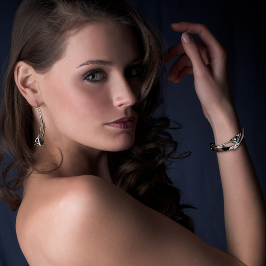 Symphony fülbevaló - 18k, fehér arany, tahiti gyöngy, gyémántok