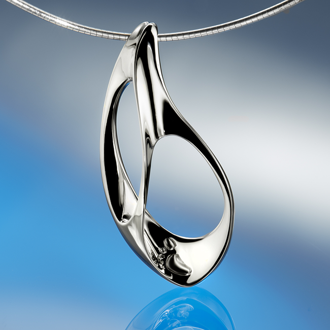 Baby Paw medál - 14k, fehér arany
