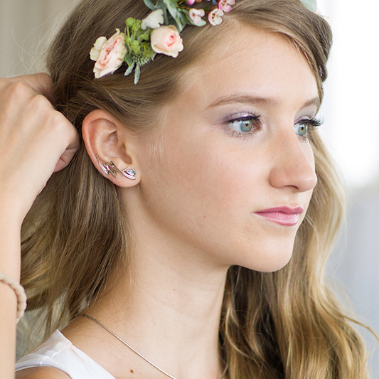 Ballet Air fülbevaló - 14k, fehér arany, akvamarinok, gyémántok