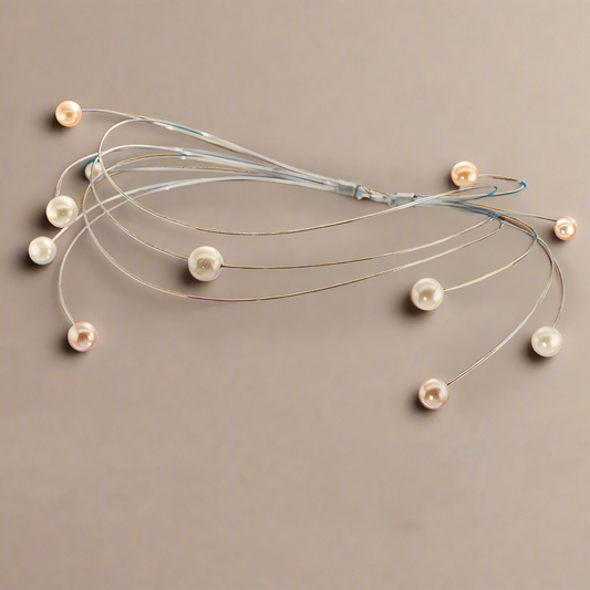 Galaxy W nyaklánc 18k, fehér arany, fehér és rózsaszín gyöngyök