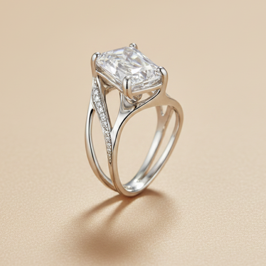 Thin Rose gyűrű - 14k, fehér arany, gyémántok,  kunzite