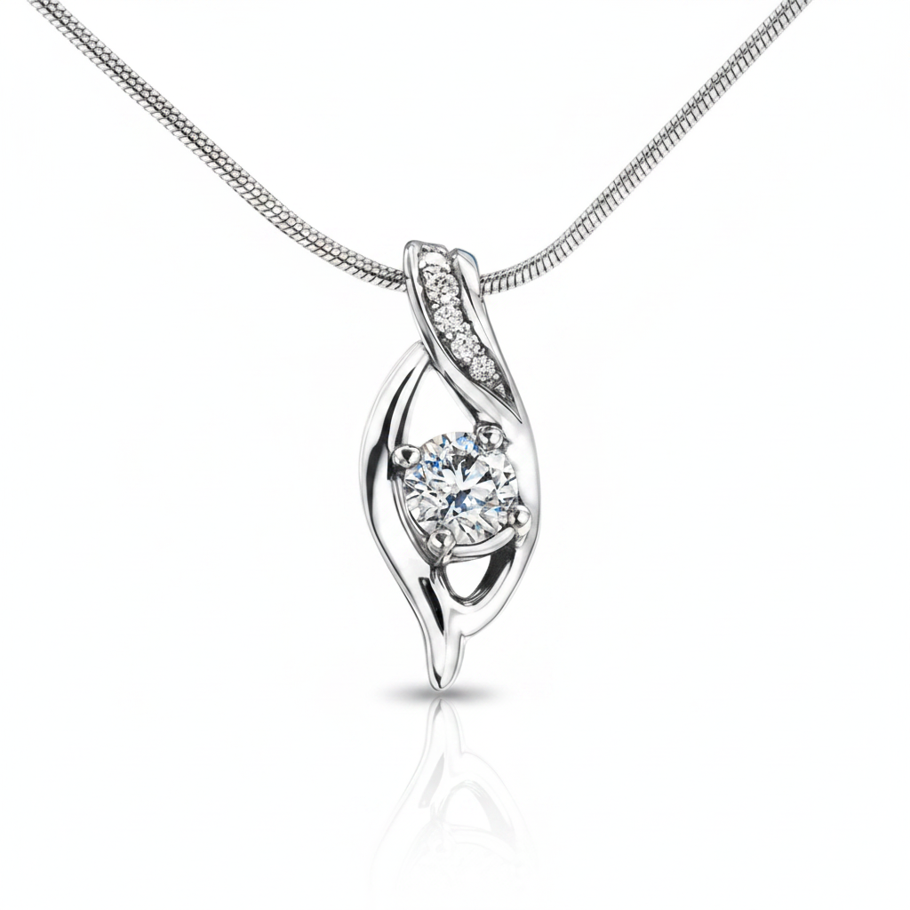 Dewdrop medál - 14k, fehér arany, gyémántok