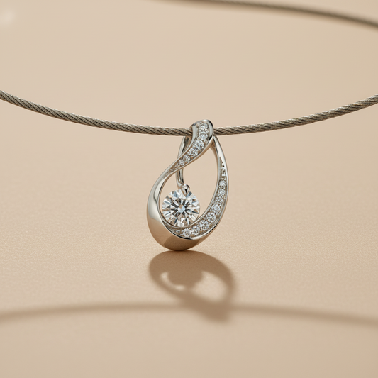 Lendvay medál - 14k, fehér arany, gyémántok