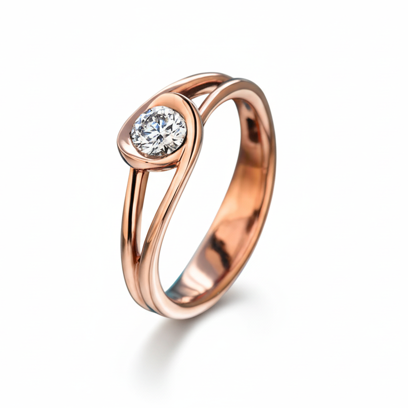 Embrace rose gyűrű - 14k, rozé arany, gyémánt