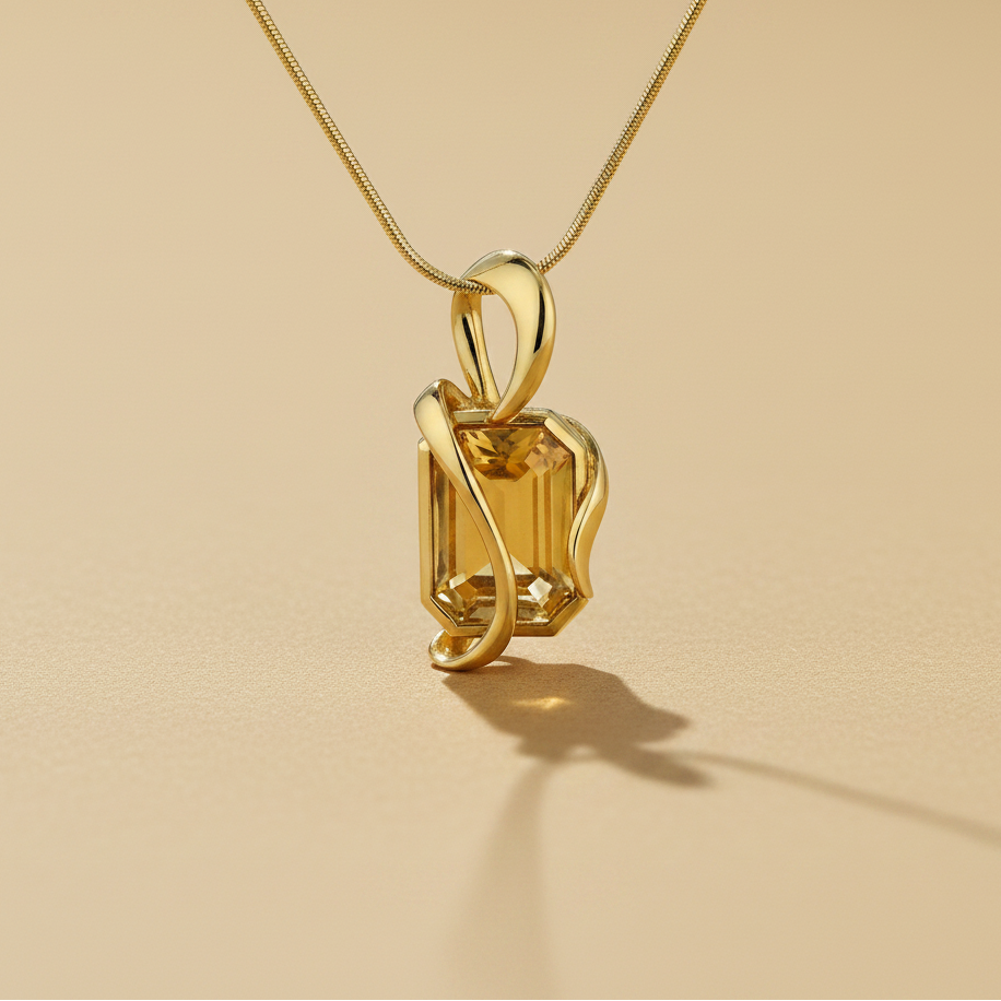 Gold Handcuffs medál - 14k, sárga arany, citrin