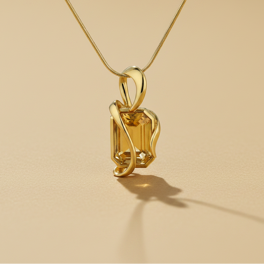 Gold Handcuffs medál - 14k, sárga arany, citrin