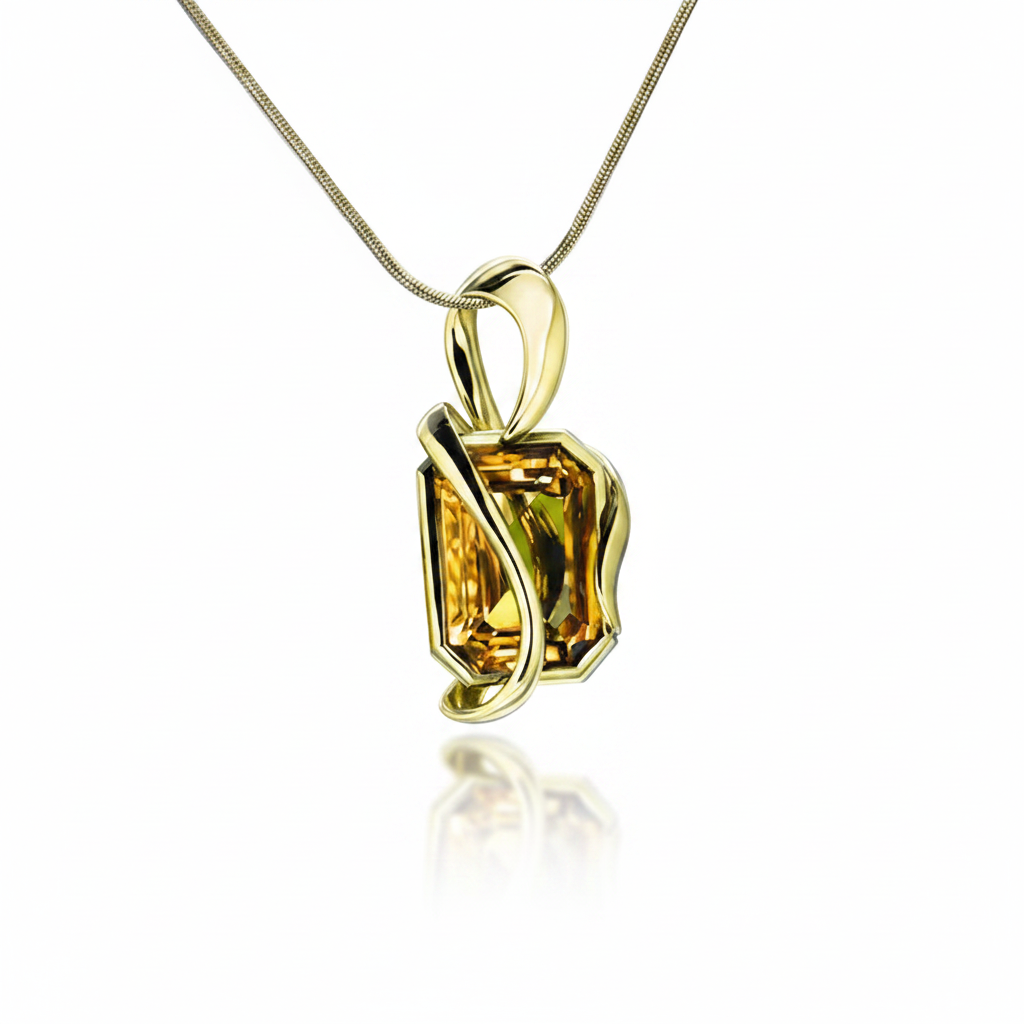 Gold Handcuffs medál - 14k, sárga arany, citrin