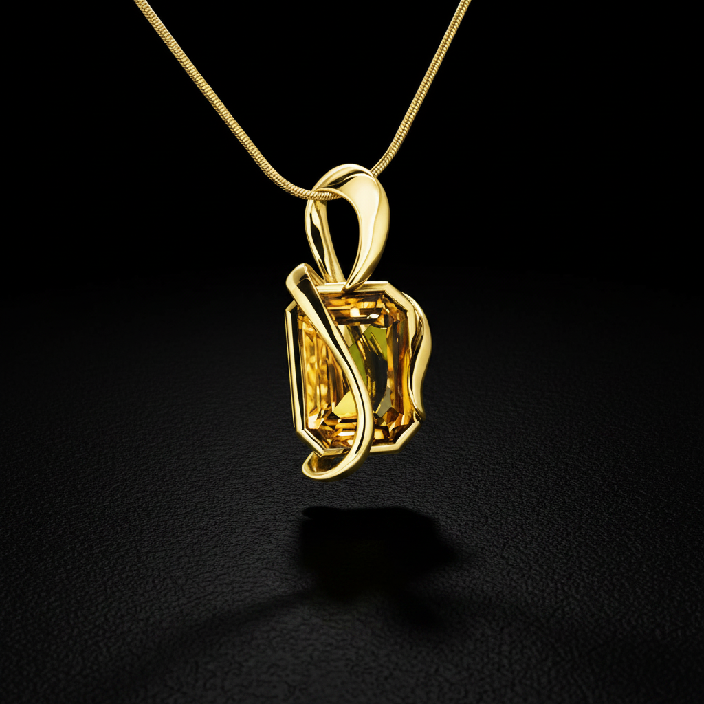 Gold Handcuffs medál - 14k, sárga arany, citrin