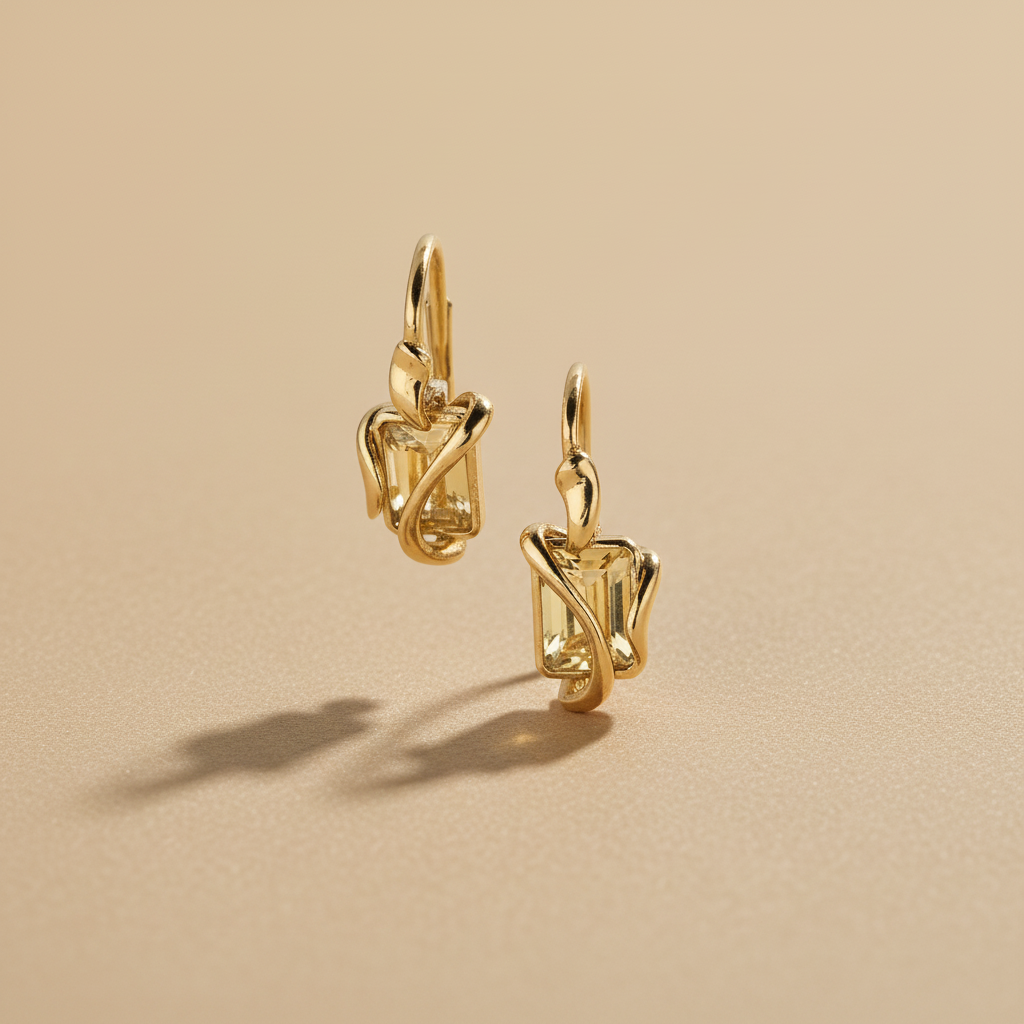 Gold Handcuffs fülbevaló - 14k, sárga arany, berill