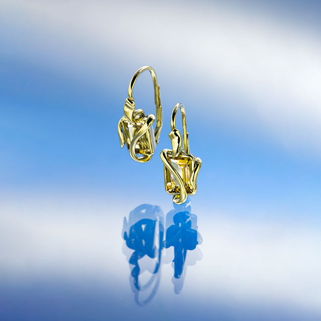 Gold Handcuffs fülbevaló - 14k, sárga arany, berill
