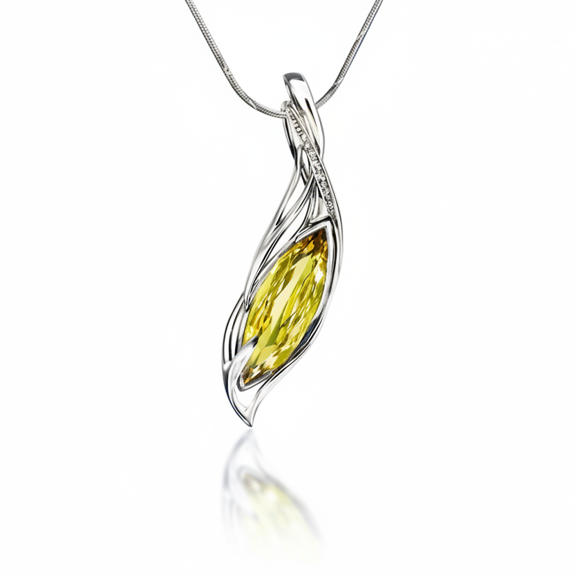 Golden Compass medál - 14k, fehér arany, berill