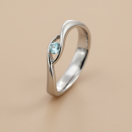 Genezis BT gyűrű - 14k, fehér arany, topáz