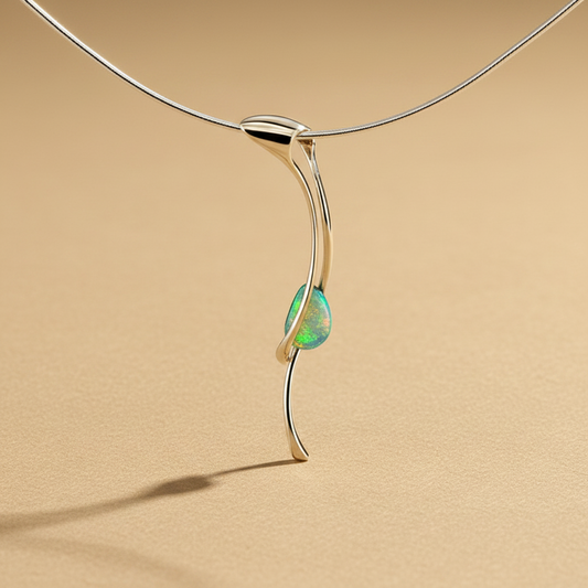 Gorgo Opal medál - 14k, fehér arany, opál