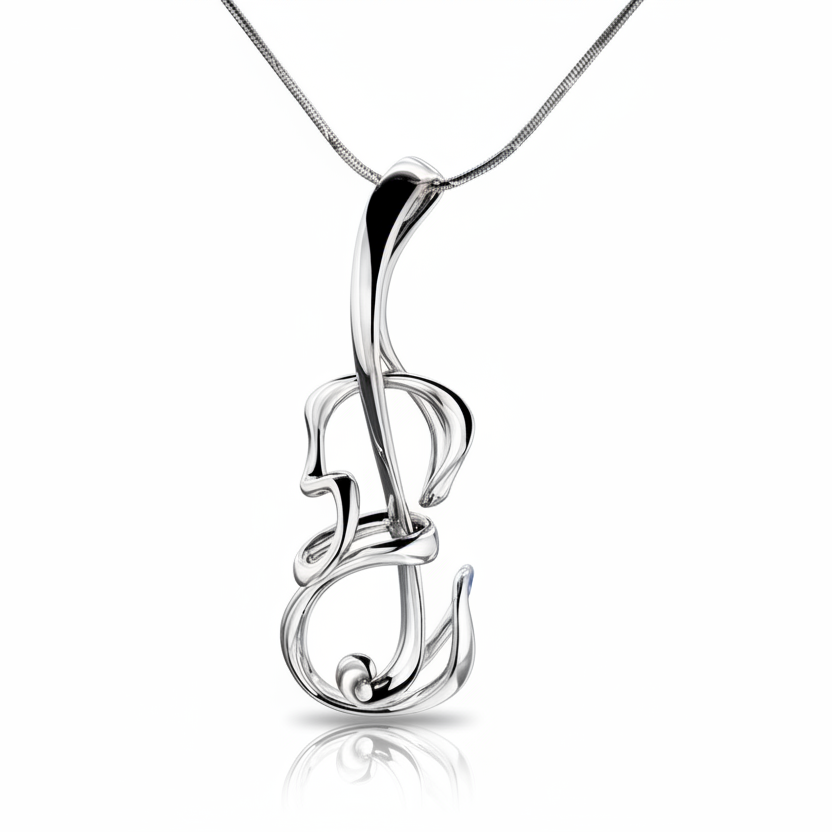 Violin medál - 14k, fehér arany