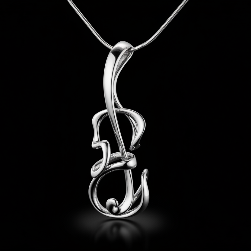 Violin medál - 14k, fehér arany