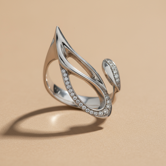 Air 3 gyűrű - 14k, fehér arany, gyémántok