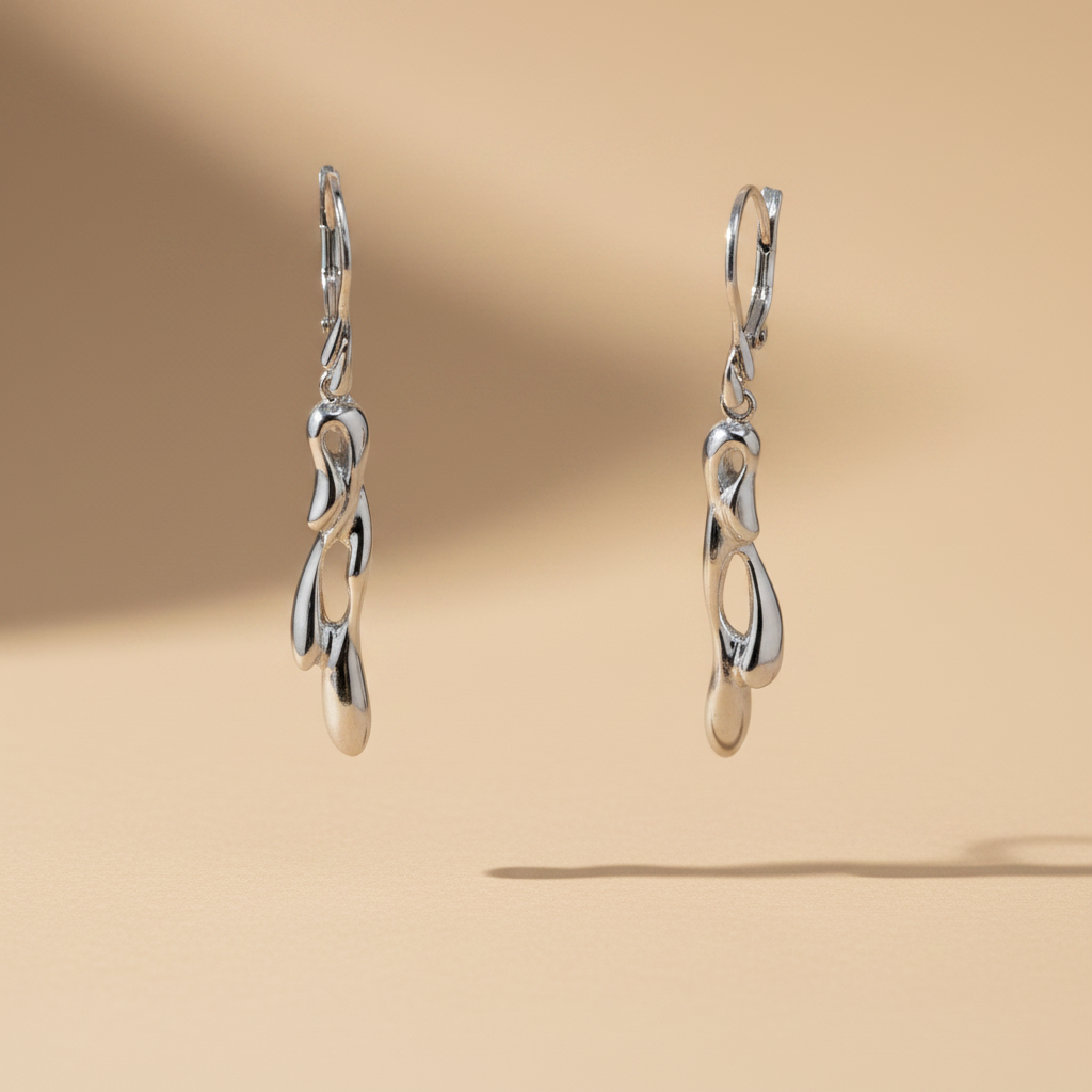 Nurbs fülbevaló - 14k, fehér arany