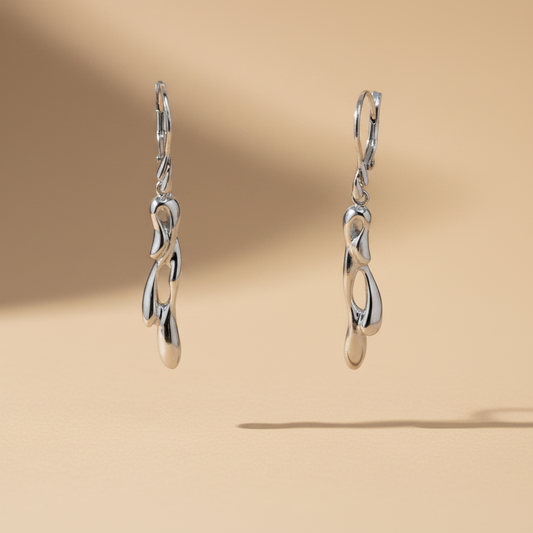 Nurbs fülbevaló - 14k, fehér arany
