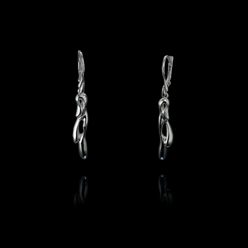 Nurbs fülbevaló - 14k, fehér arany