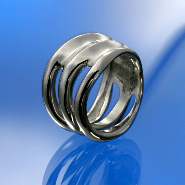 Nurbs gyűrű - 14k, fehér arany