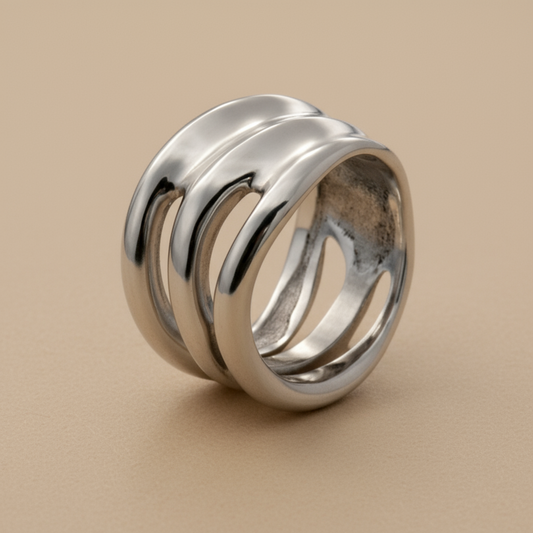 Nurbs gyűrű - 14k, fehér arany