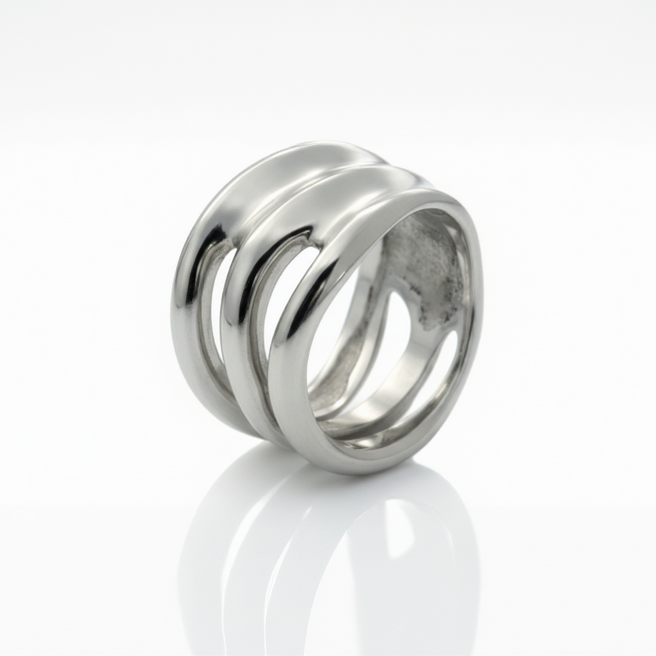 Nurbs gyűrű - 14k, fehér arany