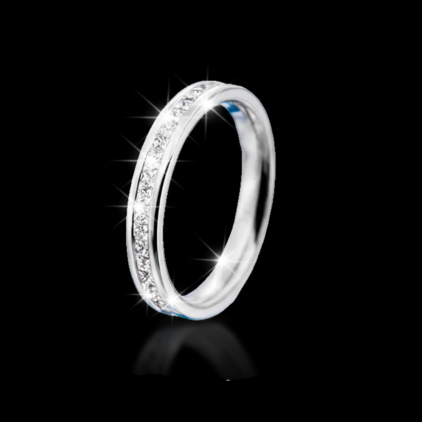 Orbit princess gyűrű - 14k, fehér arany, gyémántok