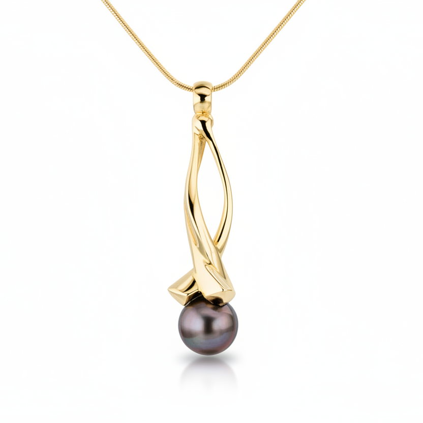 Whirlpool Twist - 14k, sárga arany, gyöngy