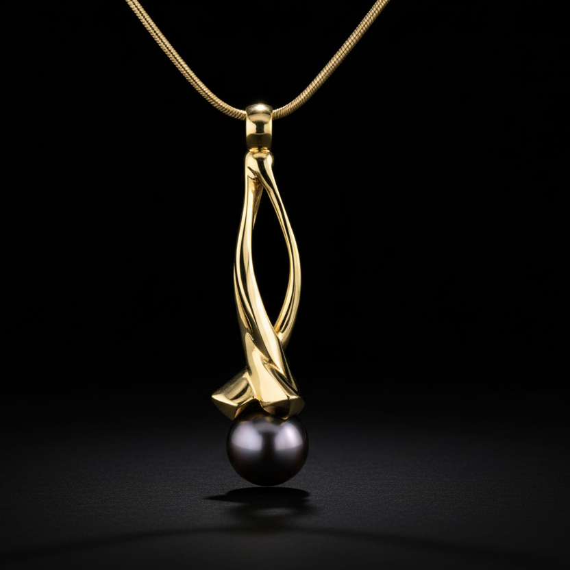 Whirlpool Twist - 14k, sárga arany, gyöngy
