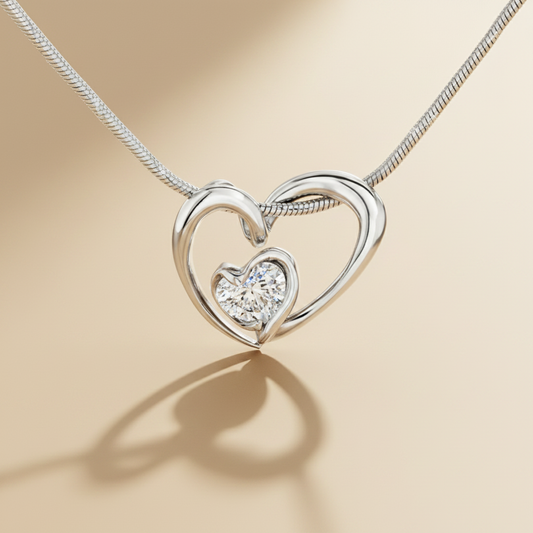 Q Heart medál - 14k, fehér arany, gyémánt
