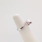 Trabi ring - 14k, fehér arany, rózsaszín gyöngy, gyémántok