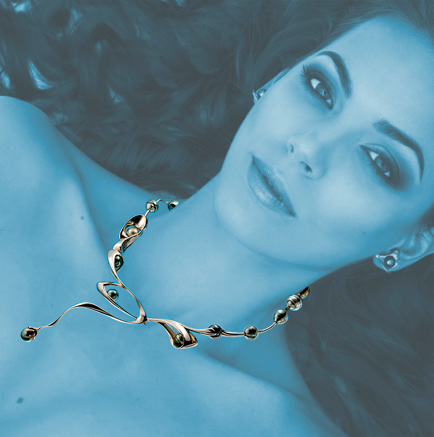 Surf necklace and pearl row - 14k, fehér arany, tahiti gyöngyök