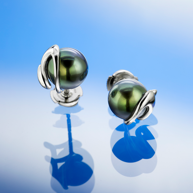 Pearl Noire fülbevaló - 18k, fehér arany, tahiti gyöngy