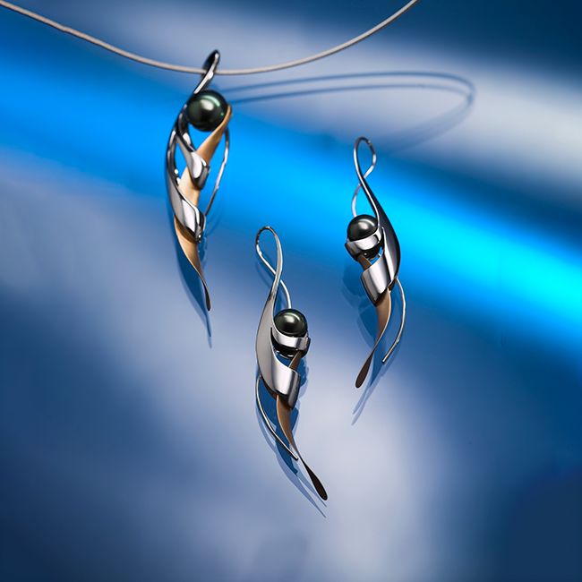 Mermaid fülbevaló - 18k, fehér arany, tahiti gyöngy