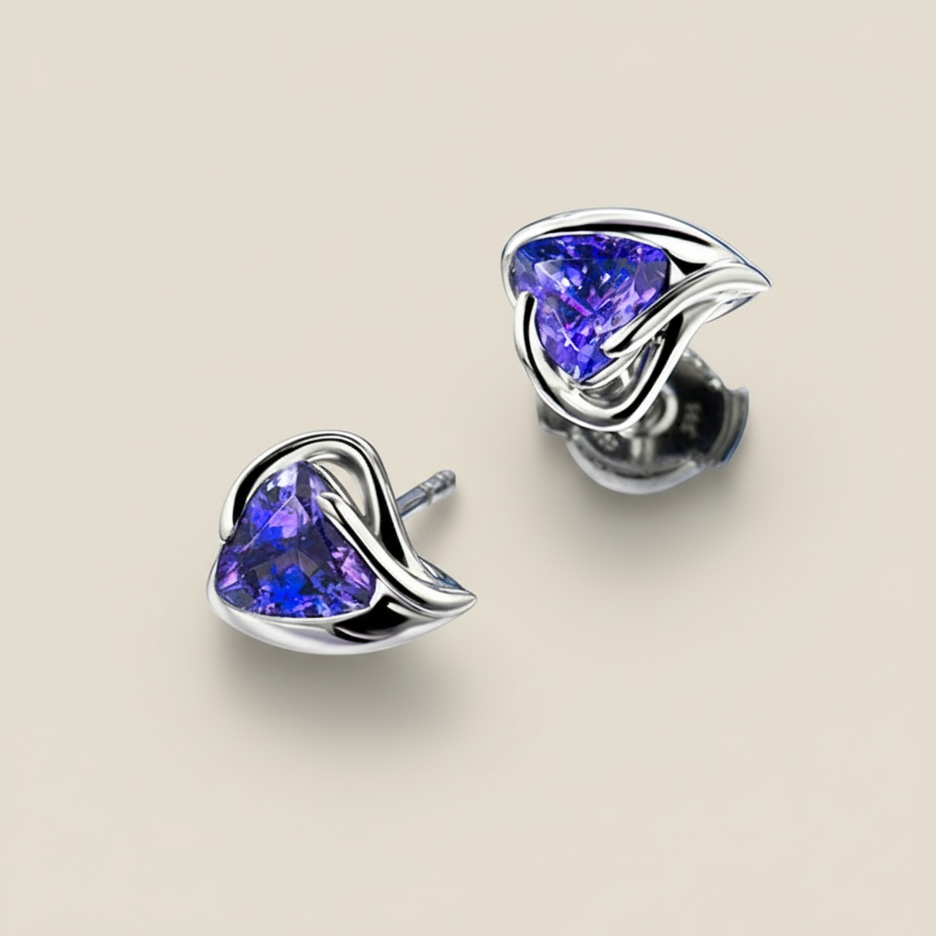 Tanzanite Heart Earrings