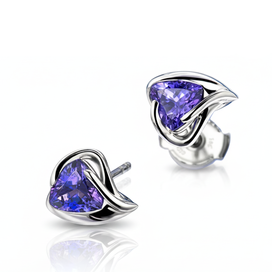 Tanzanite Heart Earrings