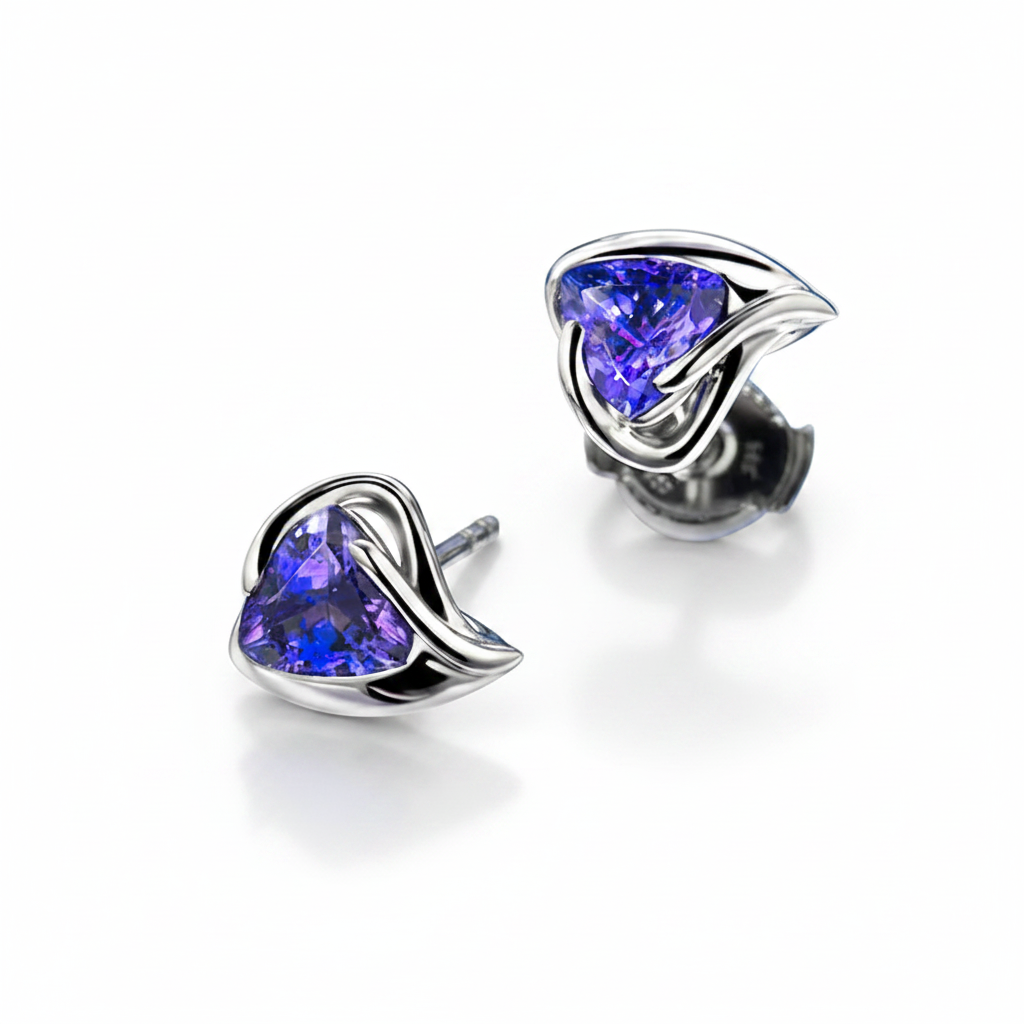 Tanzanite Heart Earrings
