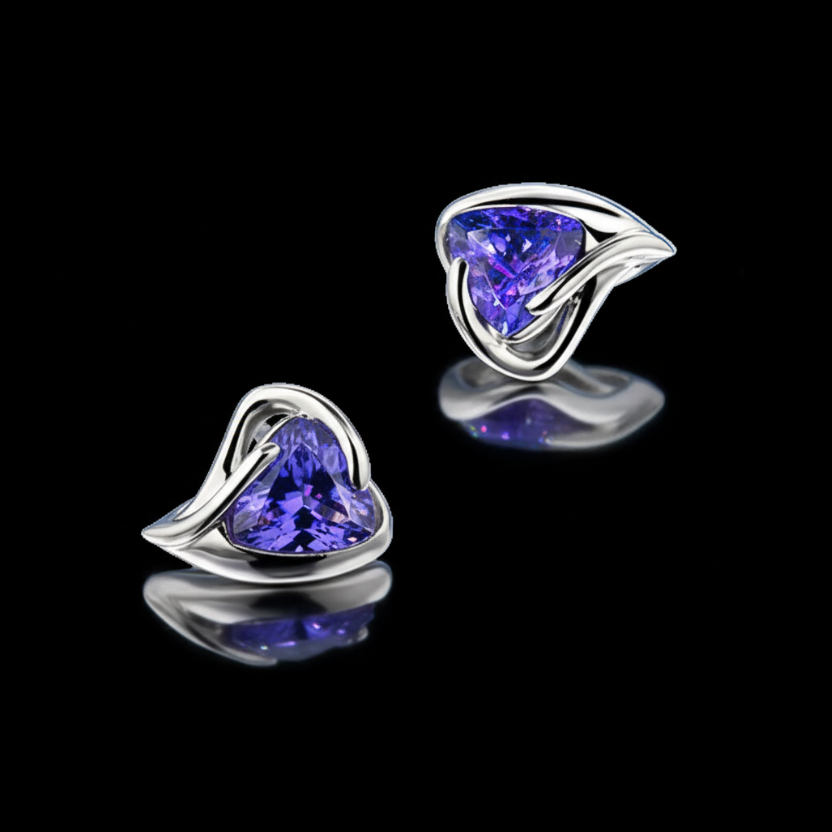 Tanzanite Heart Earrings