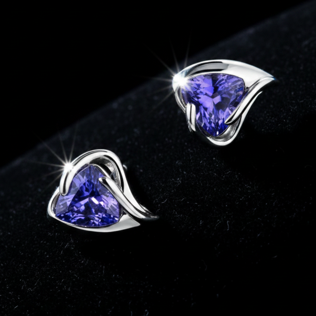 Tanzanite Heart Earrings