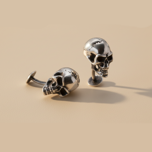 Skull mandzsetta gomb - ezüst