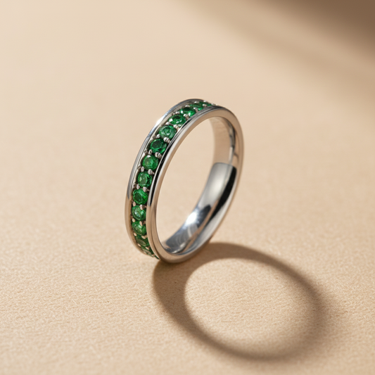 Orbit Emerald gyűrű - 14k, fehér arany, smaragd