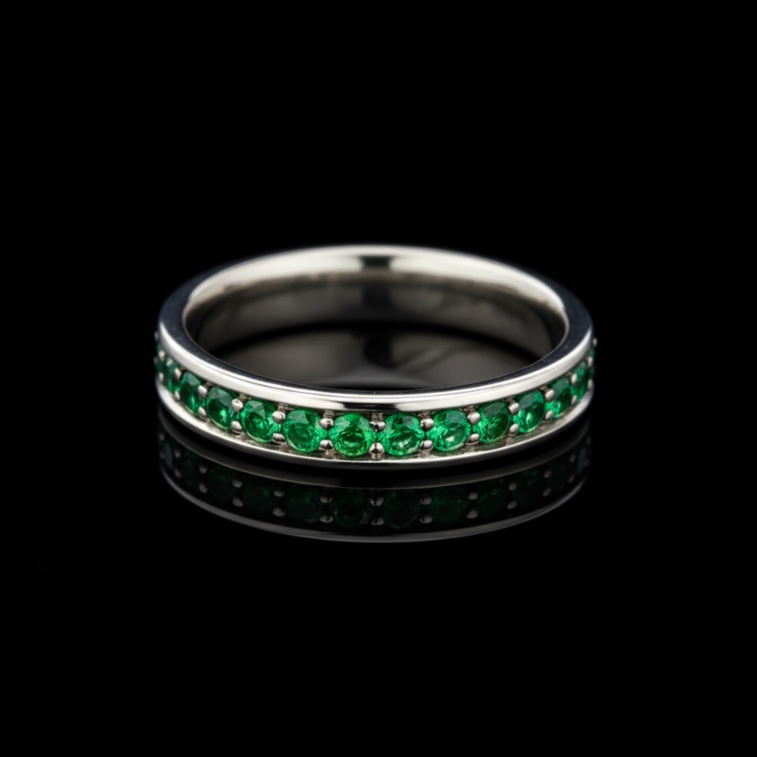 Orbit Emerald gyűrű - 14k, fehér arany, smaragd