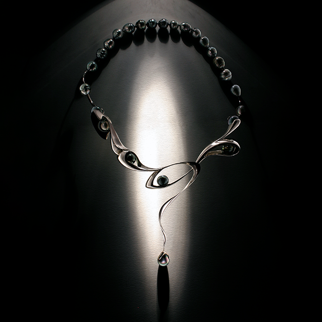 Surf necklace and pearl row - 14k, fehér arany, tahiti gyöngyök